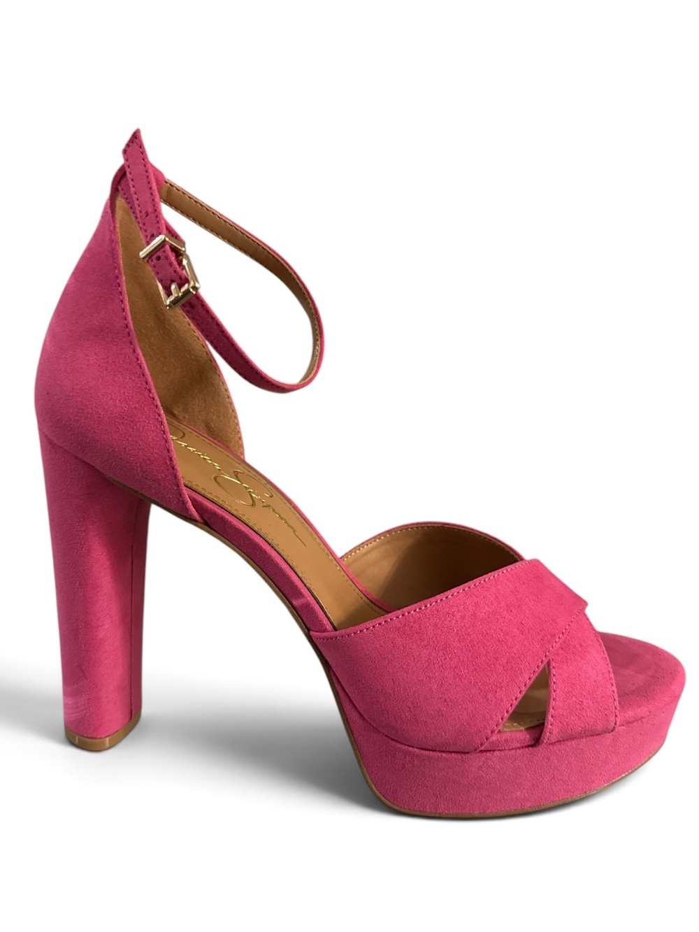 Jessica Simpson Irbella Pinkster Hot Pink Suede Platform Heel Sandal Size 9.5